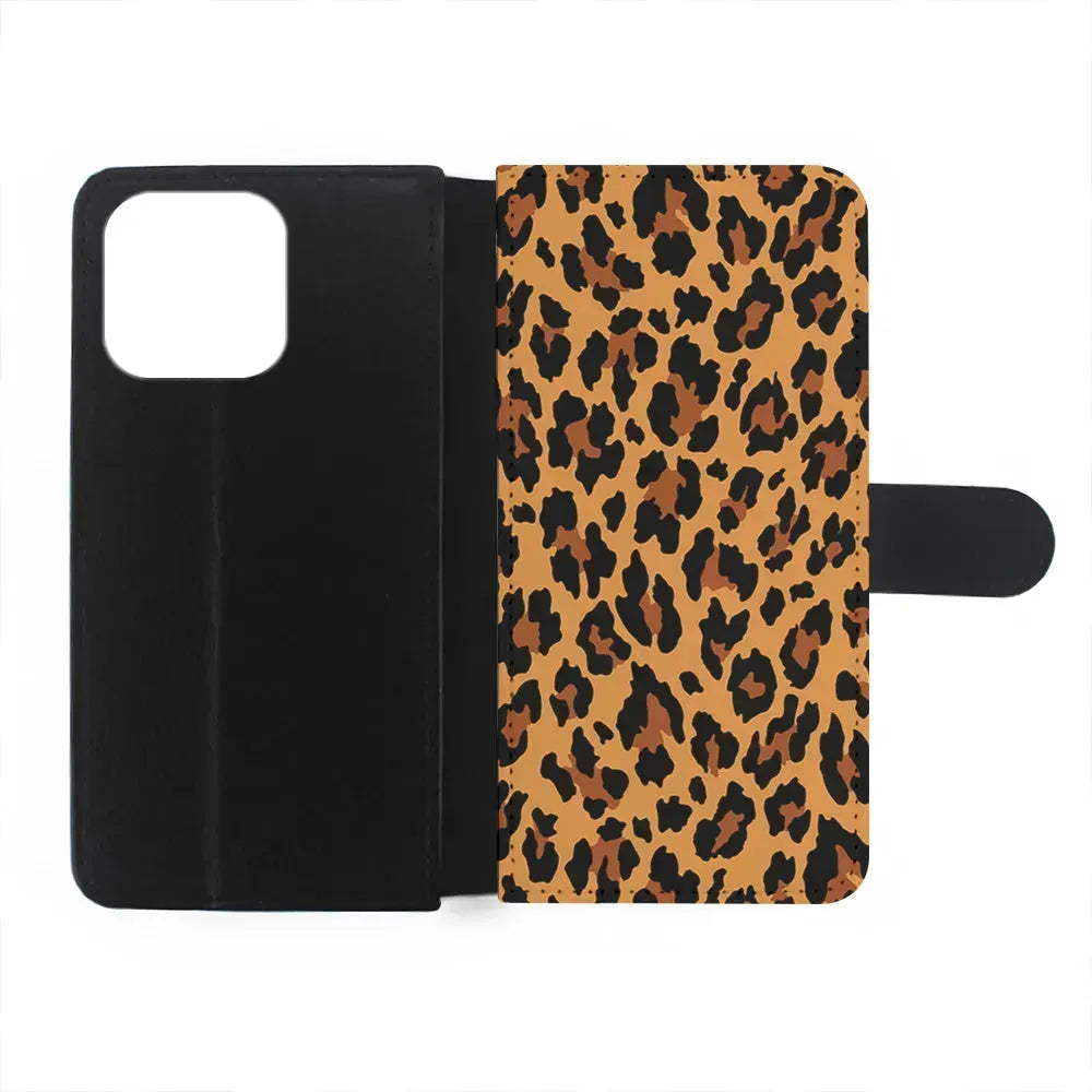 Brown Leopard Skin Pattern iPhone 15 Pro Max Case-Flip Wallet Case-Xtracase