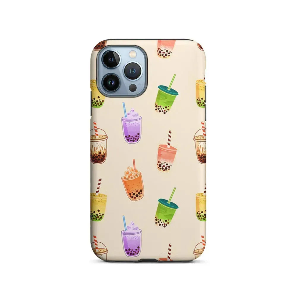 Bubble Tea Cups Colorful iPhone 15 Pro Max Case-2 in 1 Tough Case-Xtracase