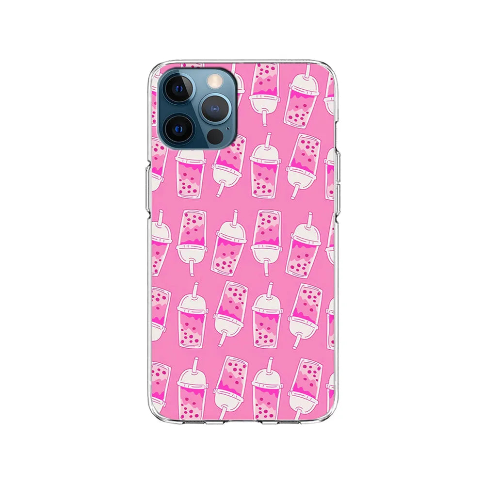 Bubble Tea Pink Pattern iPhone 13 Pro Case-Clear Soft Case-Xtracase