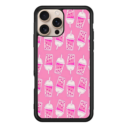 Bubble Tea Pink Pattern iPhone 16 Pro Max Case - iPhone 16 Pro Max