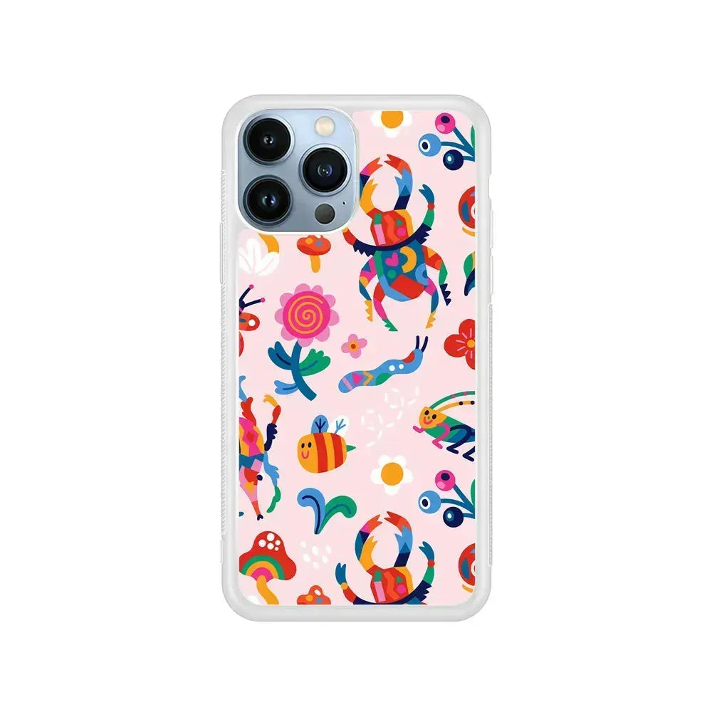 Bug Cartoon Aesthetic iPhone 15 Pro Max Case-Rubber / White (2D Case)-Xtracase