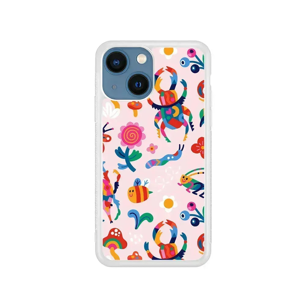 Bug Cartoon Aesthetic iPhone 13 Mini Case-Rubber / White (2D Case)-Xtracase