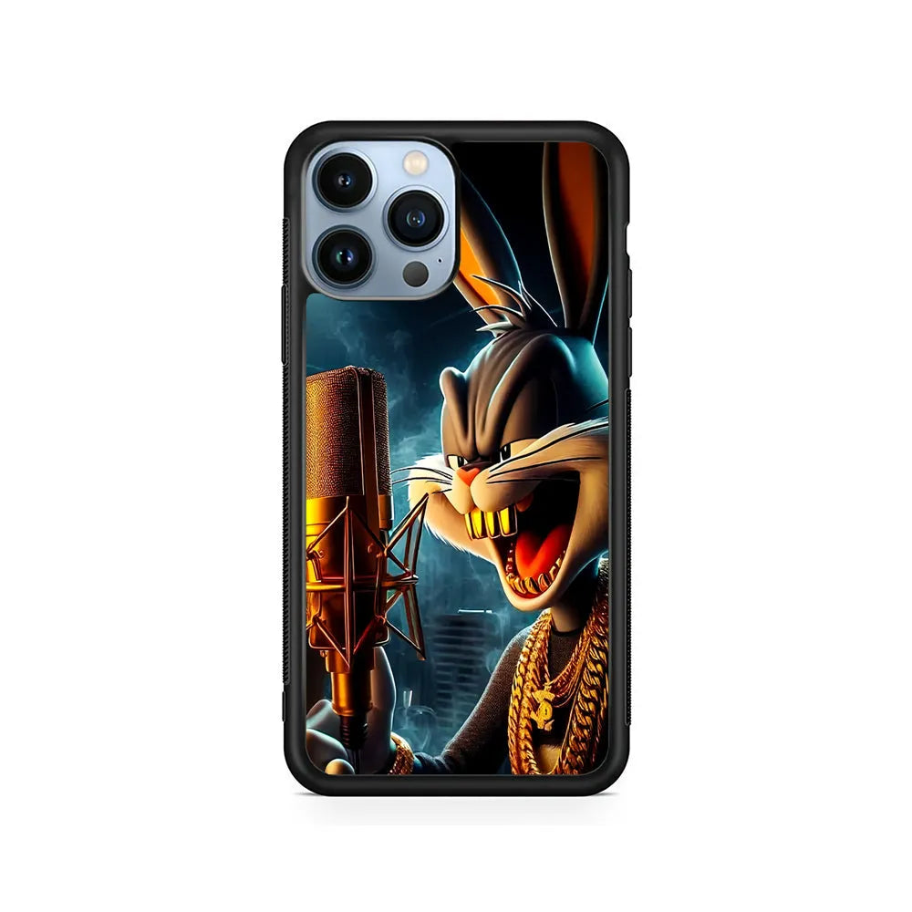 Bugs Bunny The Rapper iPhone 13 Pro Max Case-Rubber / Black (2D Case)-Xtracase