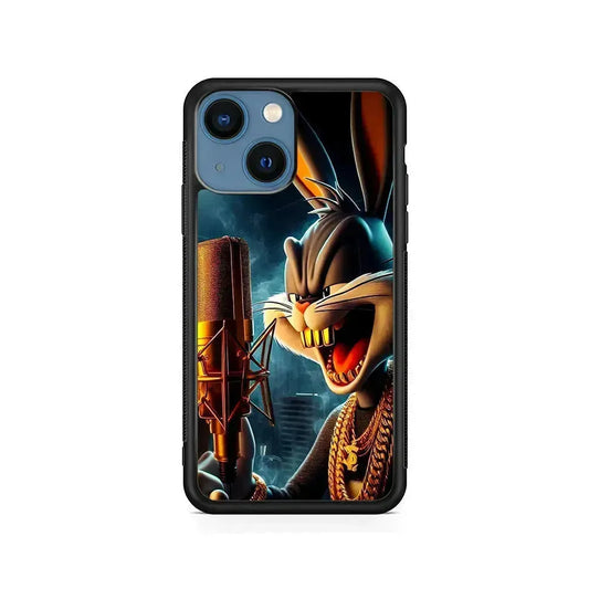 Bugs Bunny The Rapper iPhone 13 Mini Case-Rubber / Black (2D Case)-Xtracase