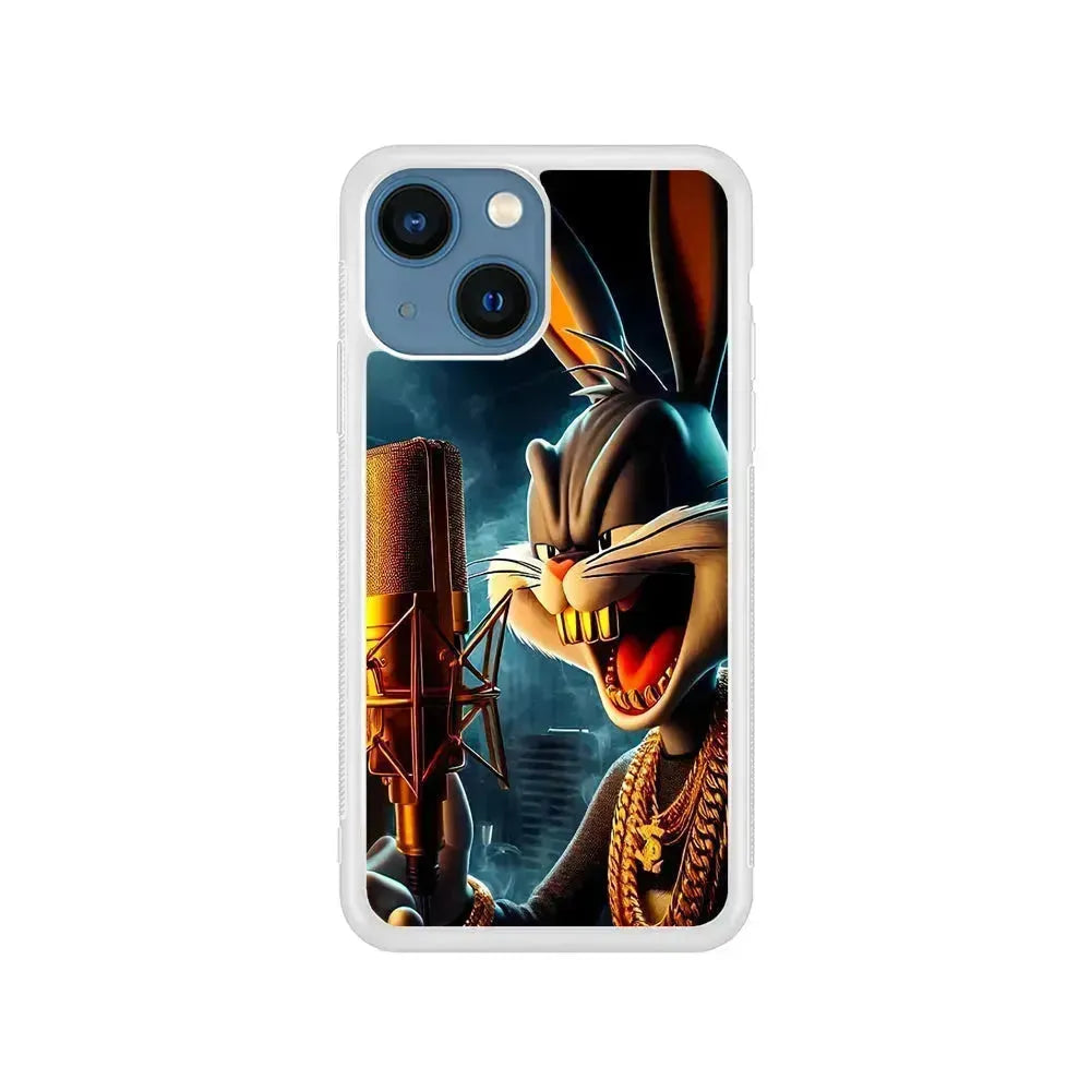 Bugs Bunny The Rapper iPhone 13 Mini Case-Rubber / White (2D Case)-Xtracase