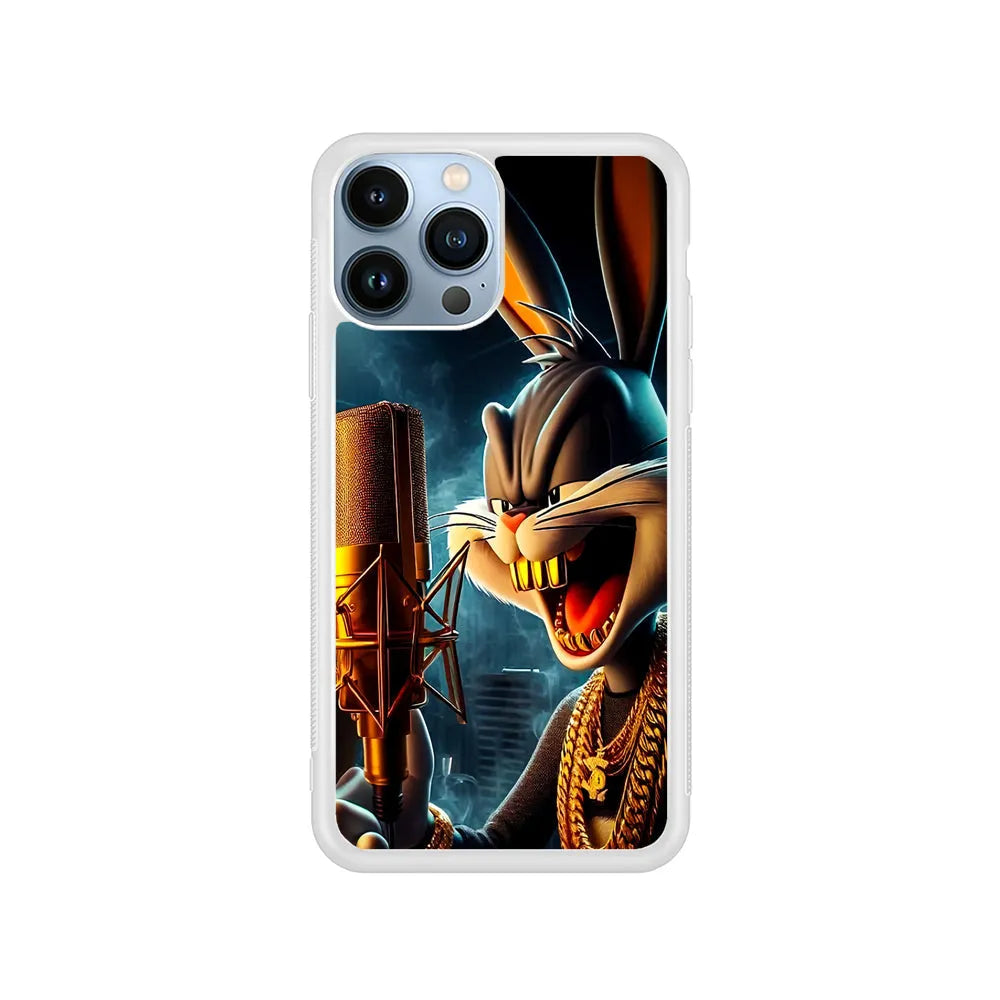 Bugs Bunny The Rapper iPhone 13 Pro Case-Rubber / White (2D Case)-Xtracase