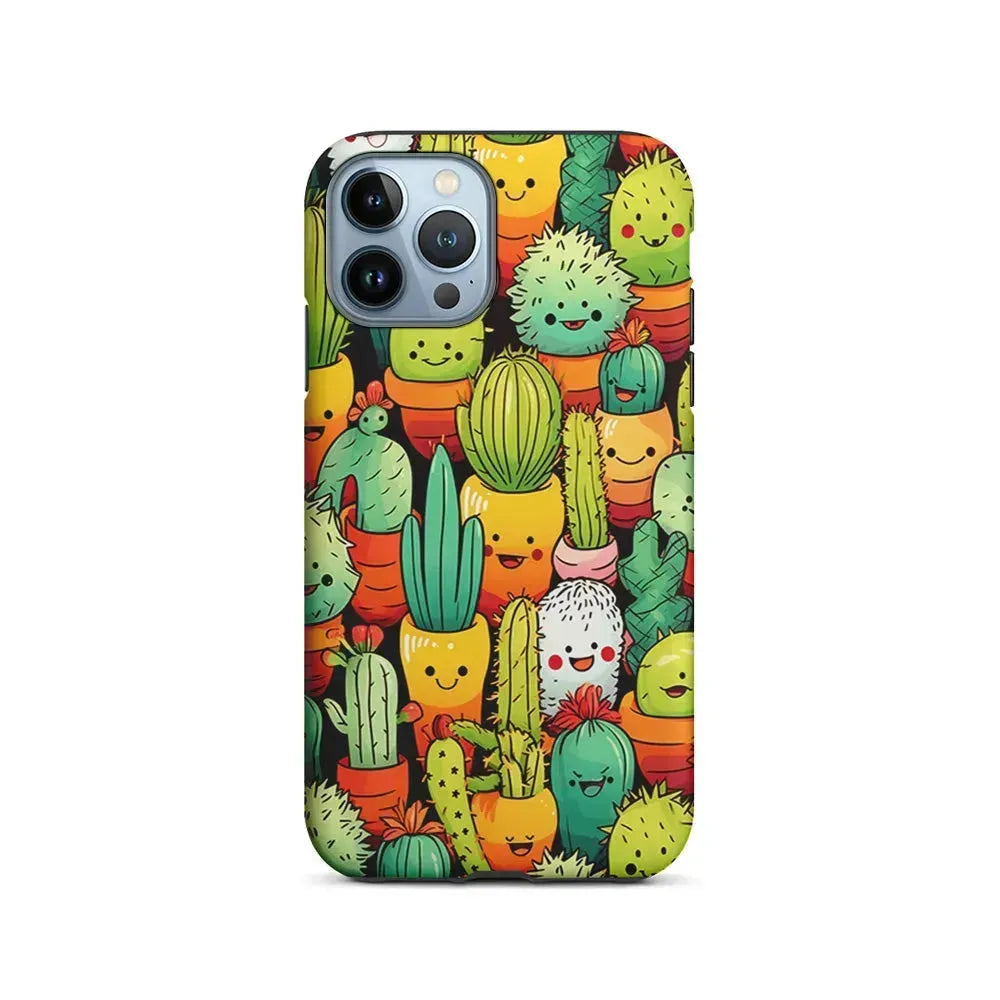 Cactus Cartoon in Pots iPhone 15 Pro Max Case-2 in 1 Tough Case-Xtracase