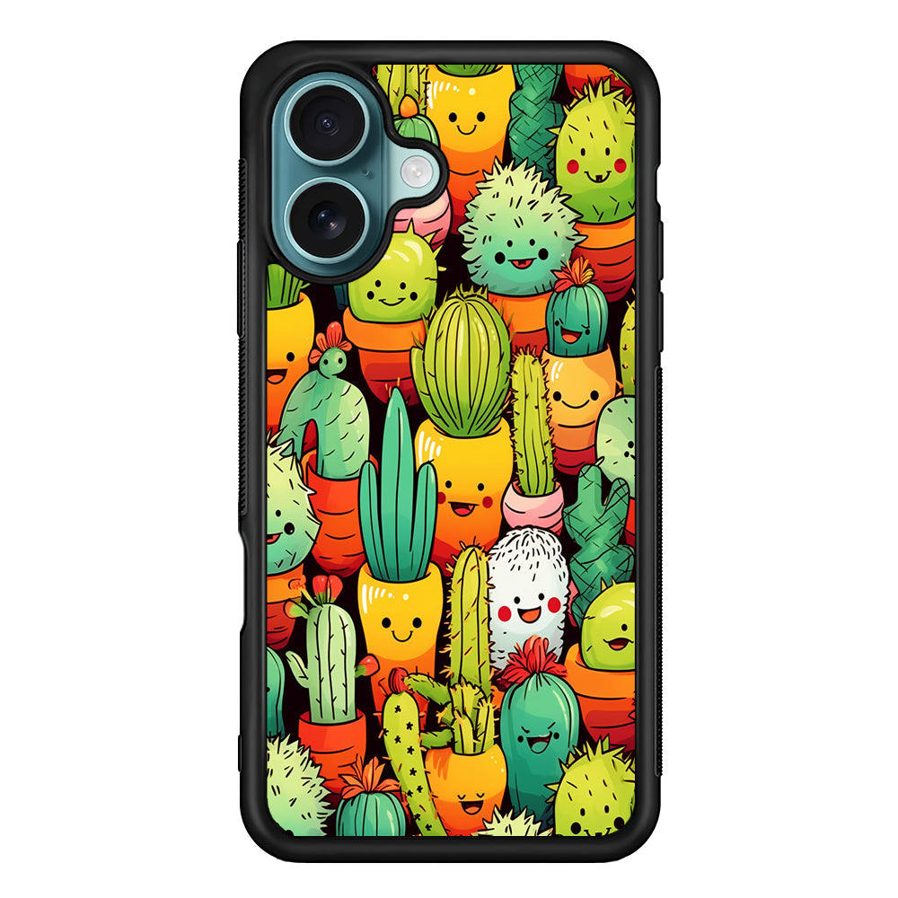 Cactus Cartoon in Pots iPhone 16 Plus Case - Xtracase