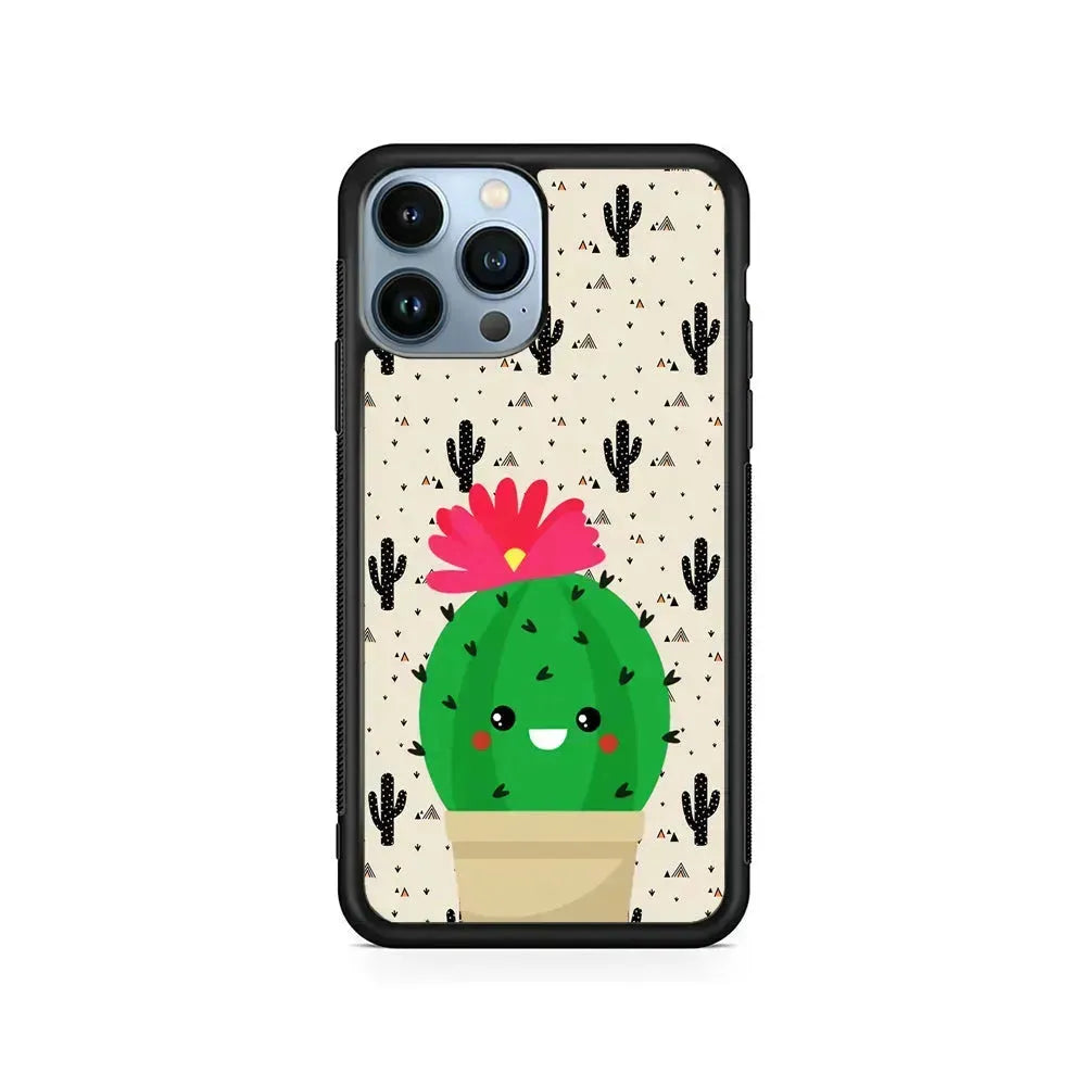 Cactus Tiny Pot iPhone 15 Pro Max Case-Rubber / Black (2D Case)-Xtracase