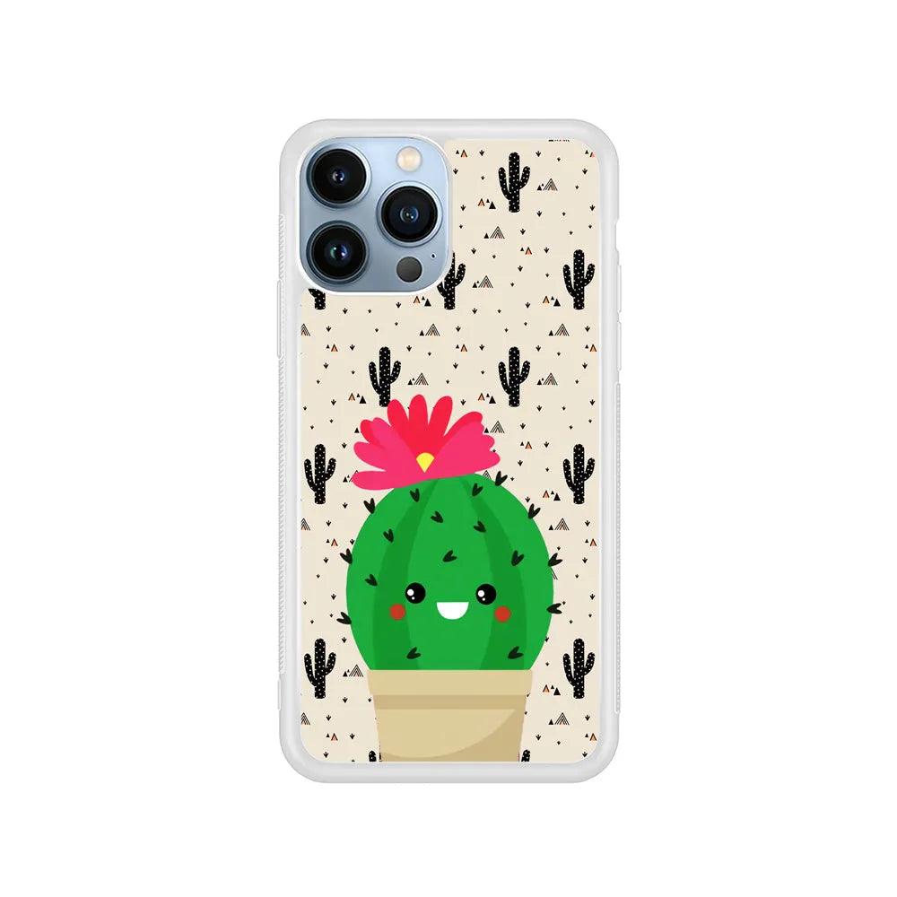 Cactus Tiny Pot iPhone 13 Pro Case-Rubber / White (2D Case)-Xtracase