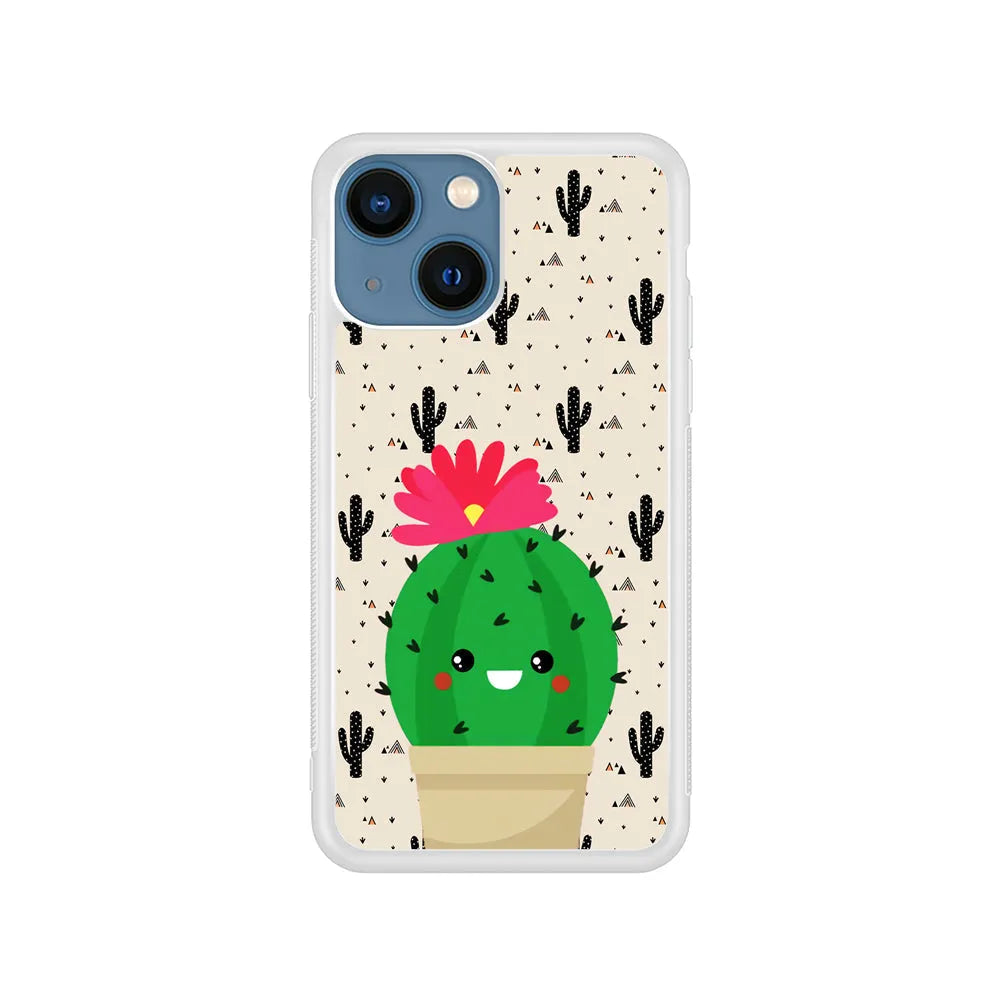 Cactus Tiny Pot iPhone 15 Plus Case-Rubber / White (2D Case)-Xtracase