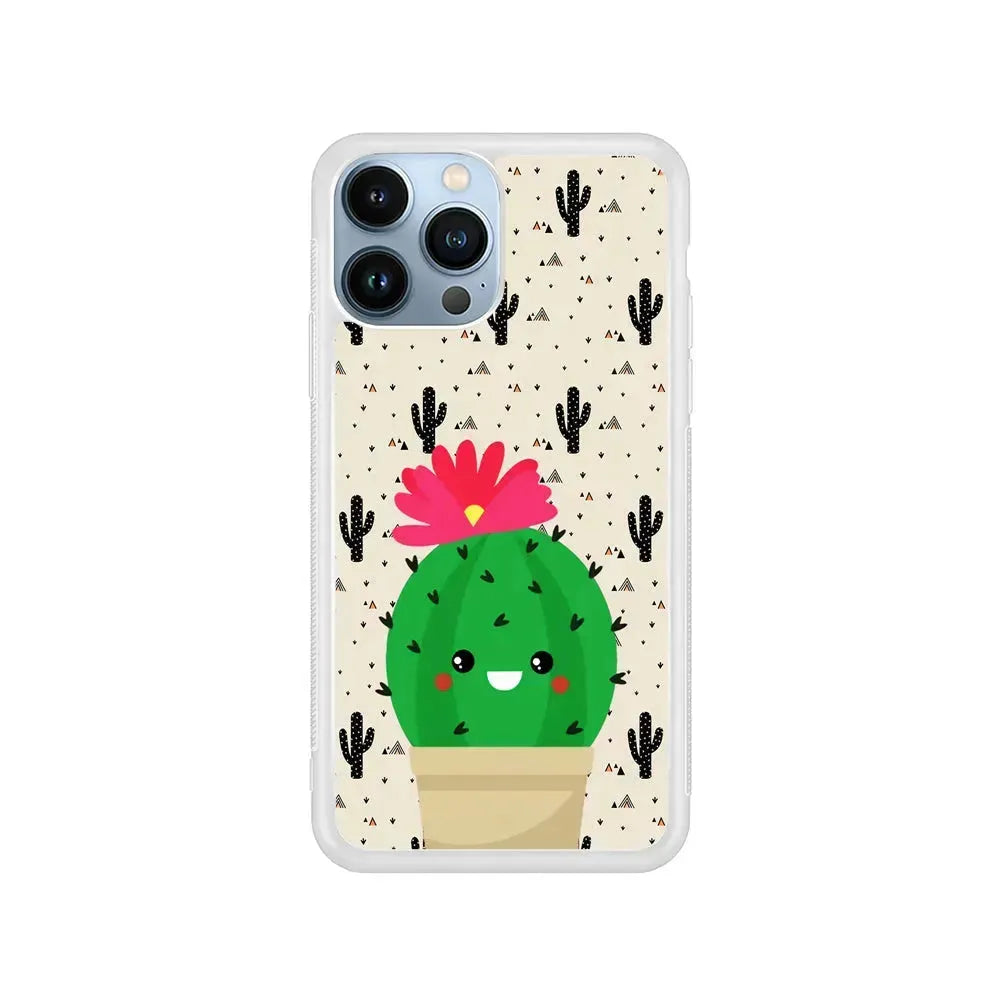 Cactus Tiny Pot iPhone 15 Pro Max Case-Rubber / White (2D Case)-Xtracase