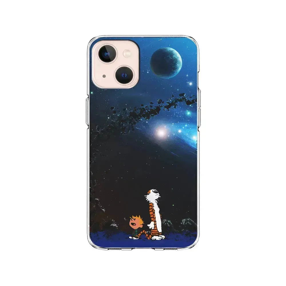 Calvin and Hobbes Galaxy iPhone 13 Mini Case-Clear Soft Case-Xtracase