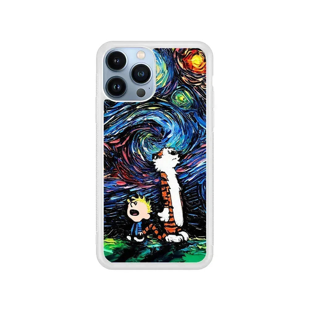 Calvin and Hobbes Starry Night iPhone 15 Pro Max Case-Clear Soft Case-Xtracase