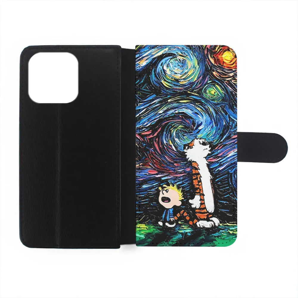 Calvin and Hobbes Starry Night iPhone 13 Pro Case-Flip Wallet Case-Xtracase