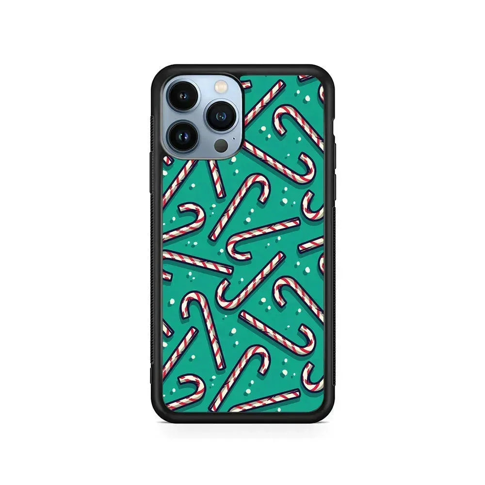 Candy Cane Lollipop iPhone 15 Pro Max Case-Rubber / Black (2D Case)-Xtracase