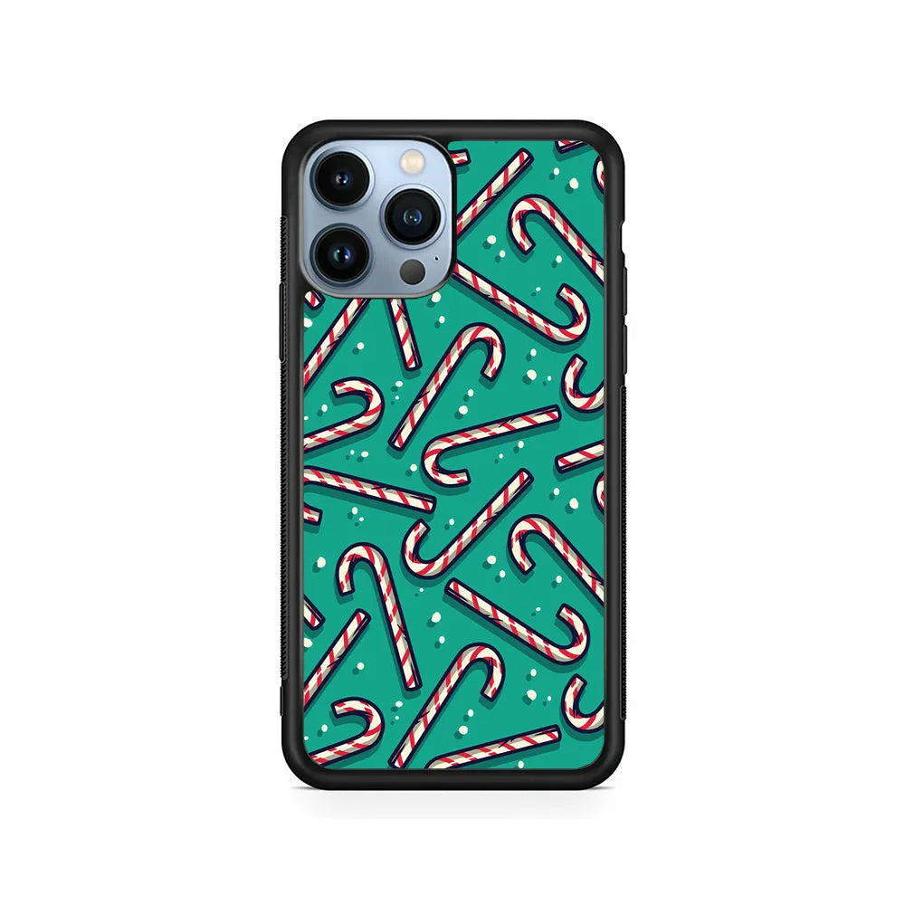 Candy Cane Lollipop iPhone 13 Pro Max Case-Rubber / Black (2D Case)-Xtracase
