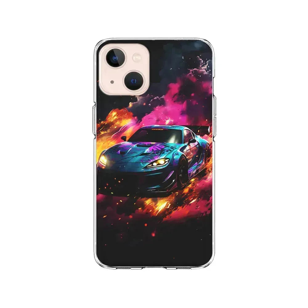Car City Drift Smoke iPhone 13 Mini Case-Clear Soft Case-Xtracase