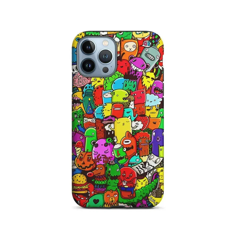 Cartoon Doodle Drawing Art iPhone 15 Pro Max Case-2 in 1 Tough Case-Xtracase