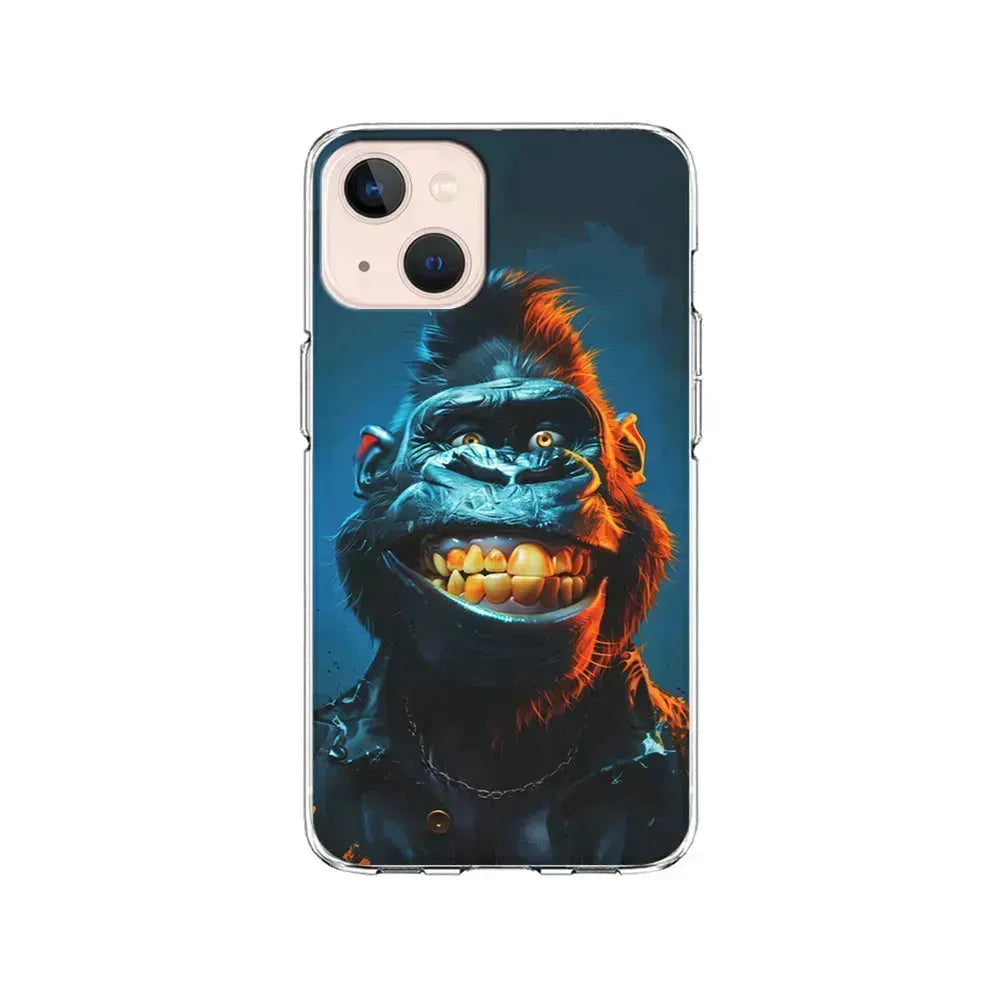 Cartoon Gorilla Smiles Wide iPhone 13 Mini Case-Clear Soft Case-Xtracase