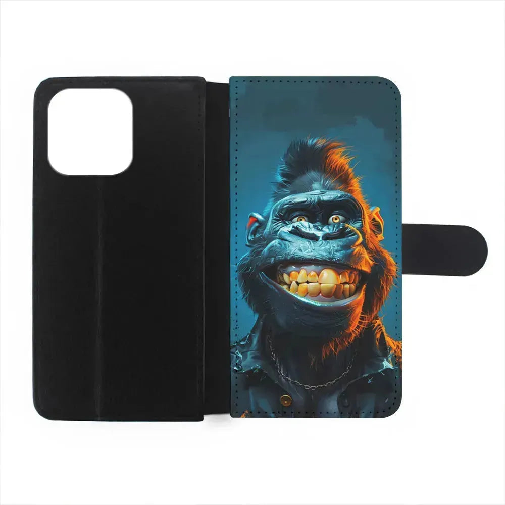 Cartoon Gorilla Smiles Wide iPhone 15 Pro Max Case-Flip Wallet Case-Xtracase