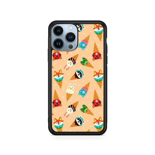Cartoon Ice Cream Cones iPhone 15 Pro Max Case-Rubber / Black (2D Case)-Xtracase