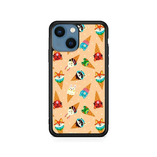 Cartoon Ice Cream Cones iPhone 13 Mini Case-Rubber / Black (2D Case)-Xtracase