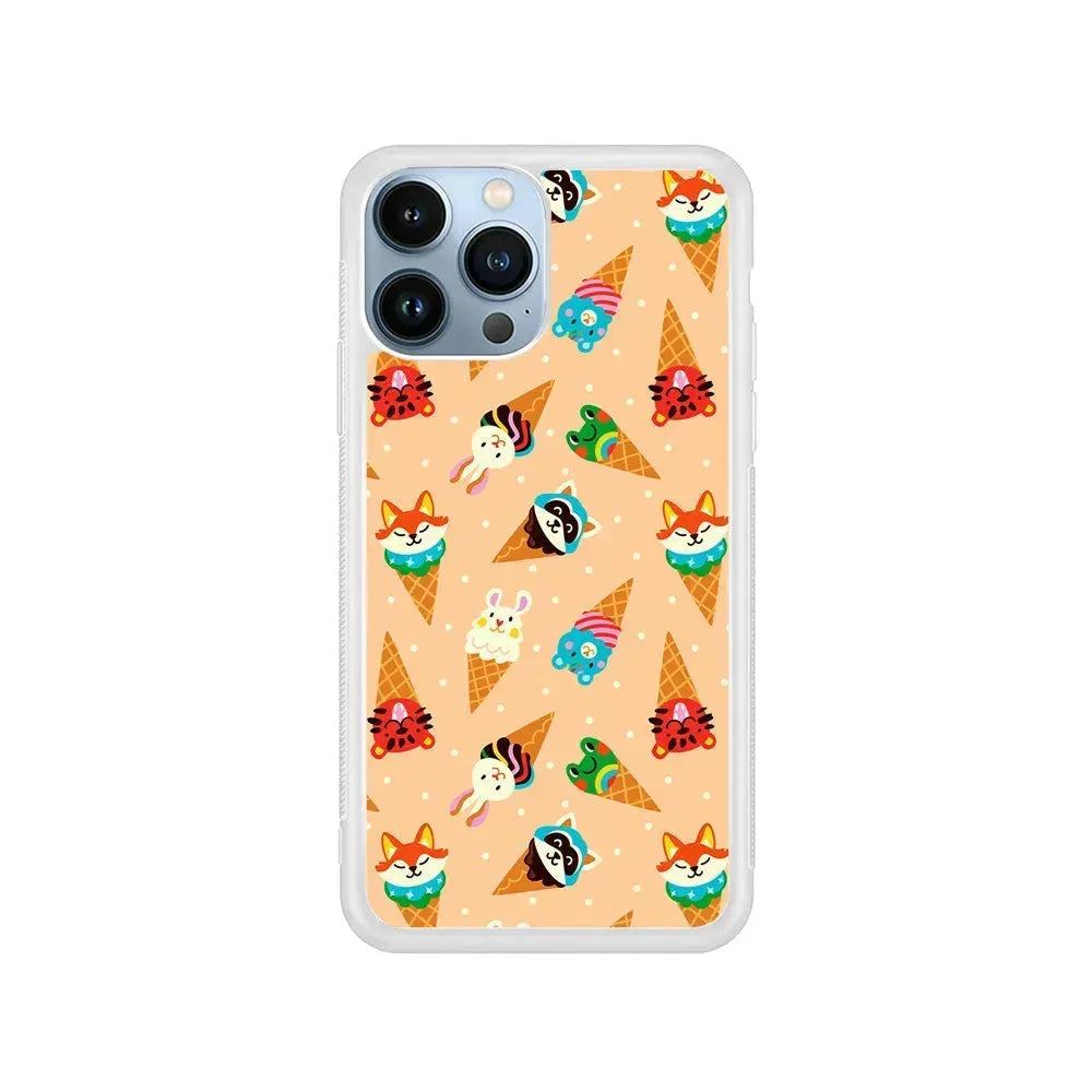 Cartoon Ice Cream Cones iPhone 15 Pro Max Case-Rubber / White (2D Case)-Xtracase