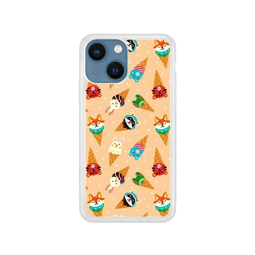Cartoon Ice Cream Cones iPhone 13 Mini Case-Rubber / White (2D Case)-Xtracase