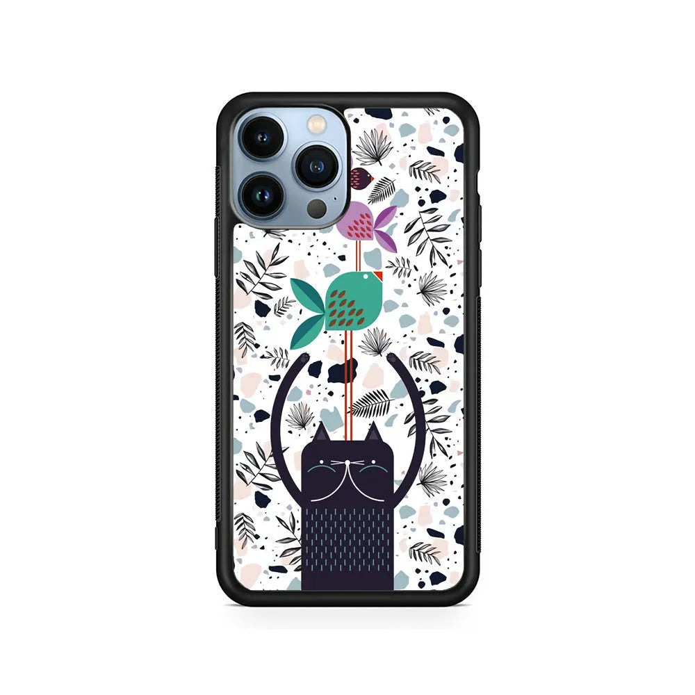 Cat Fish Aesthetic iPhone 13 Pro Case-Rubber / Black (2D Case)-Xtracase