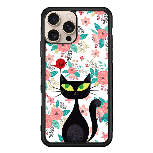 Cat Flower and Bird iPhone 16 Pro Case - iPhone 16 Pro