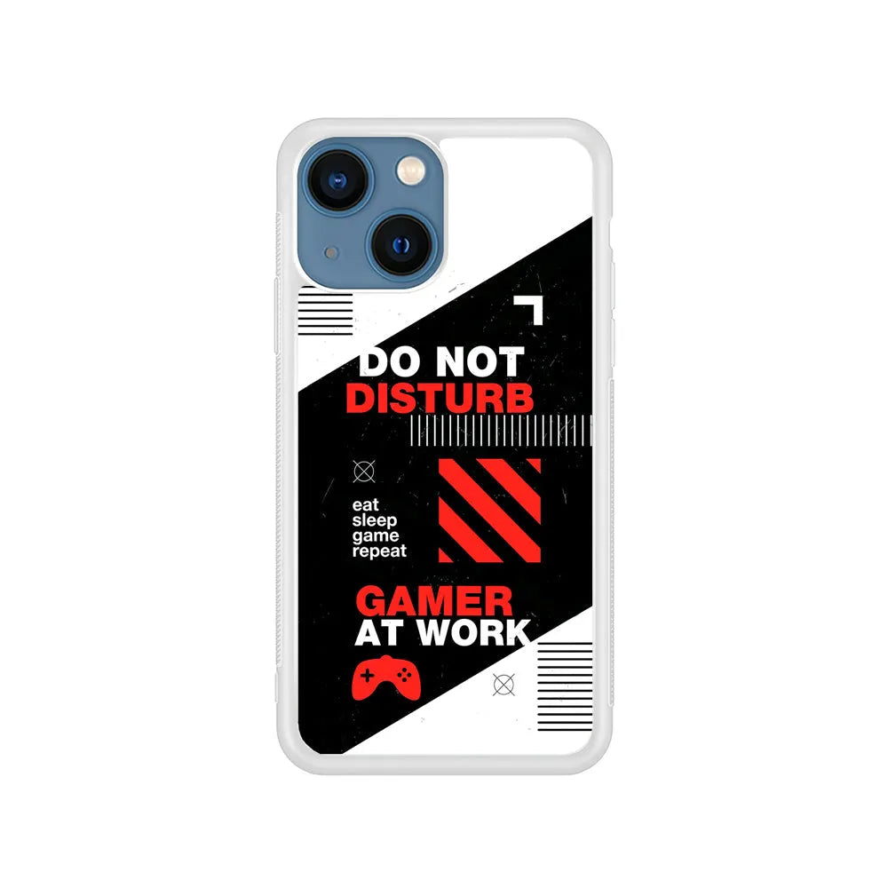 Caution and Do Not Disturb iPhone 14 Plus Case-Rubber / White (2D Case)-Xtracase