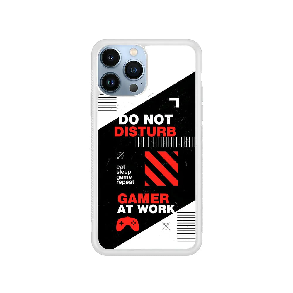Caution and Do Not Disturb iPhone 13 Pro Case-Rubber / White (2D Case)-Xtracase