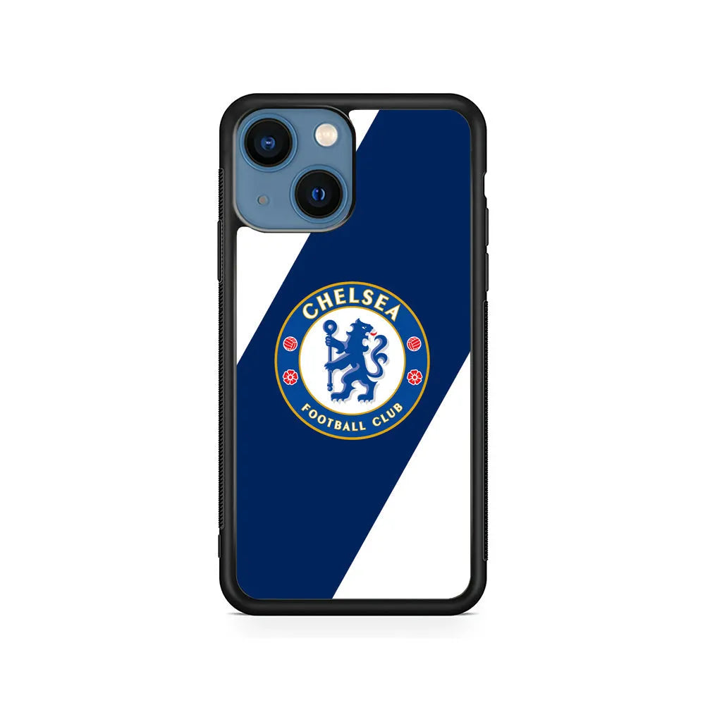 Chelsea FC Stripe Sling Logo iPhone 14 Plus Case-Rubber / Black (2D Case)-Xtracase
