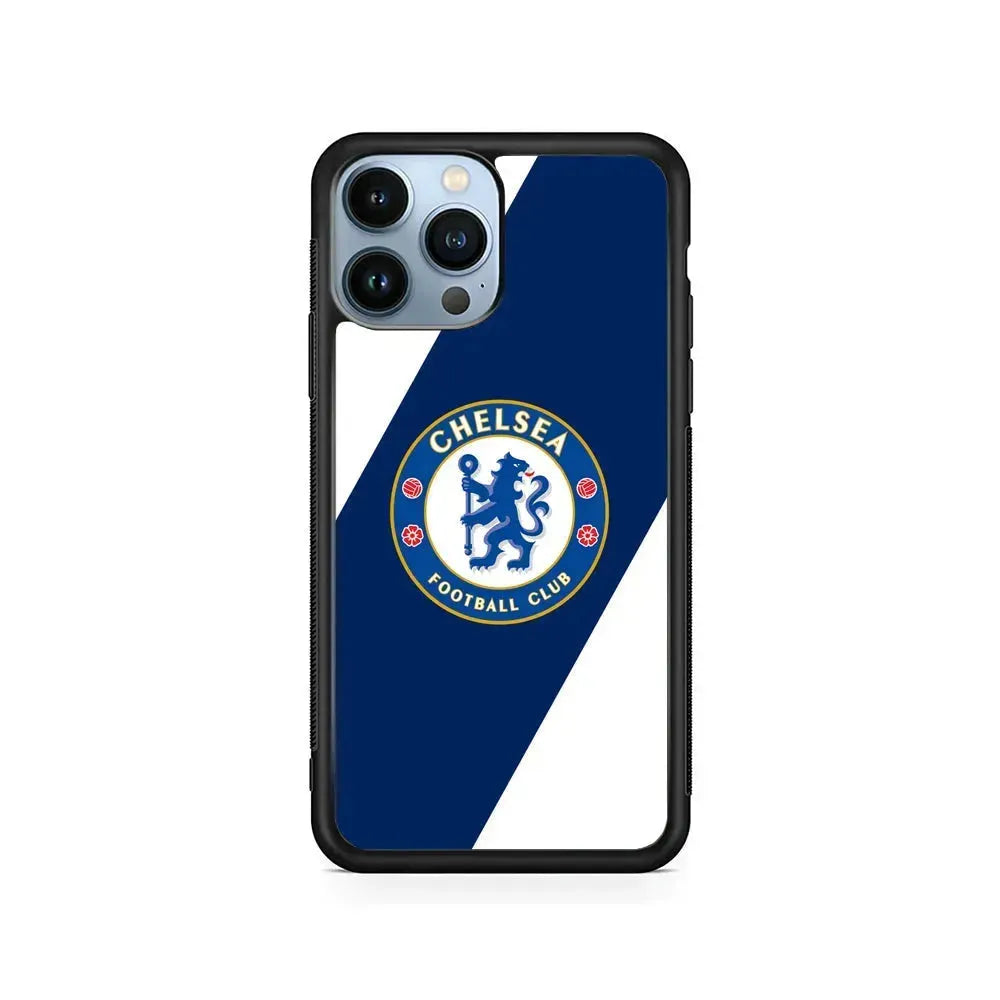 Chelsea FC Stripe Sling Logo iPhone 15 Pro Max Case-Rubber / Black (2D Case)-Xtracase