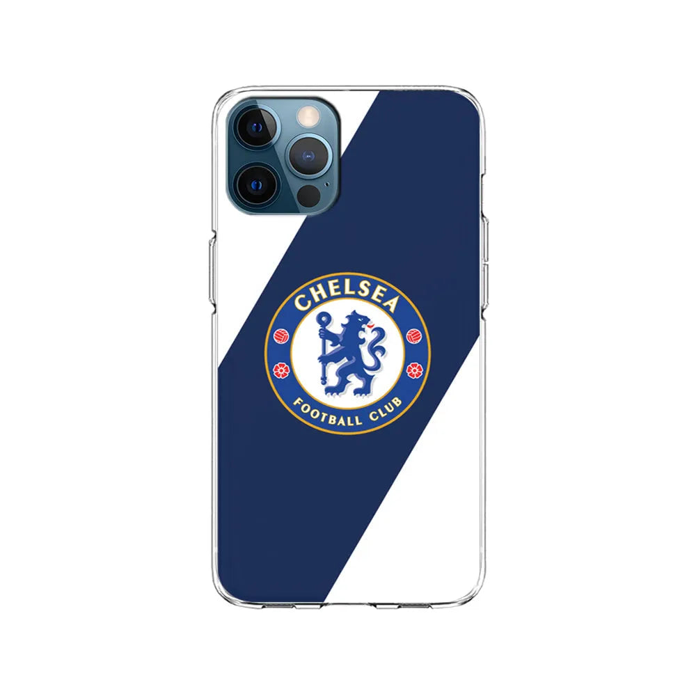 Chelsea FC Stripe Sling Logo iPhone 13 Pro Case-Clear Soft Case-Xtracase