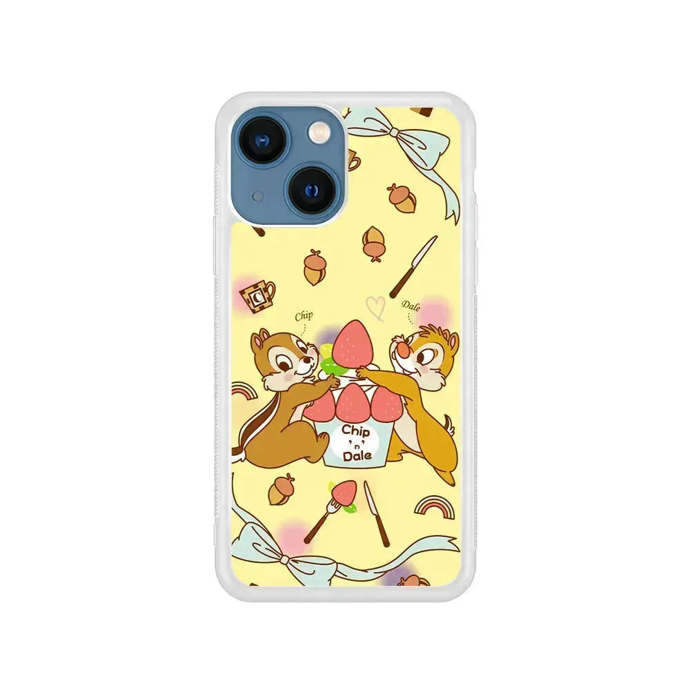 Chip N Dale Are On A Date iPhone 13 Mini Case-Rubber / White (2D Case)-Xtracase