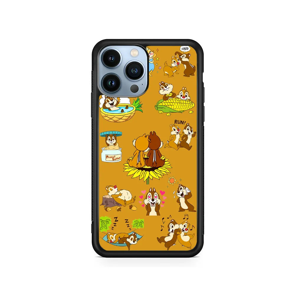 Chip N Dale Daily Activities iPhone 13 Pro Case-Rubber / Black (2D Case)-Xtracase