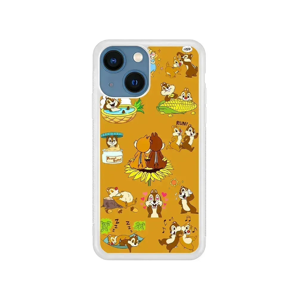 Chip N Dale Daily Activities iPhone 13 Mini Case-Rubber / White (2D Case)-Xtracase