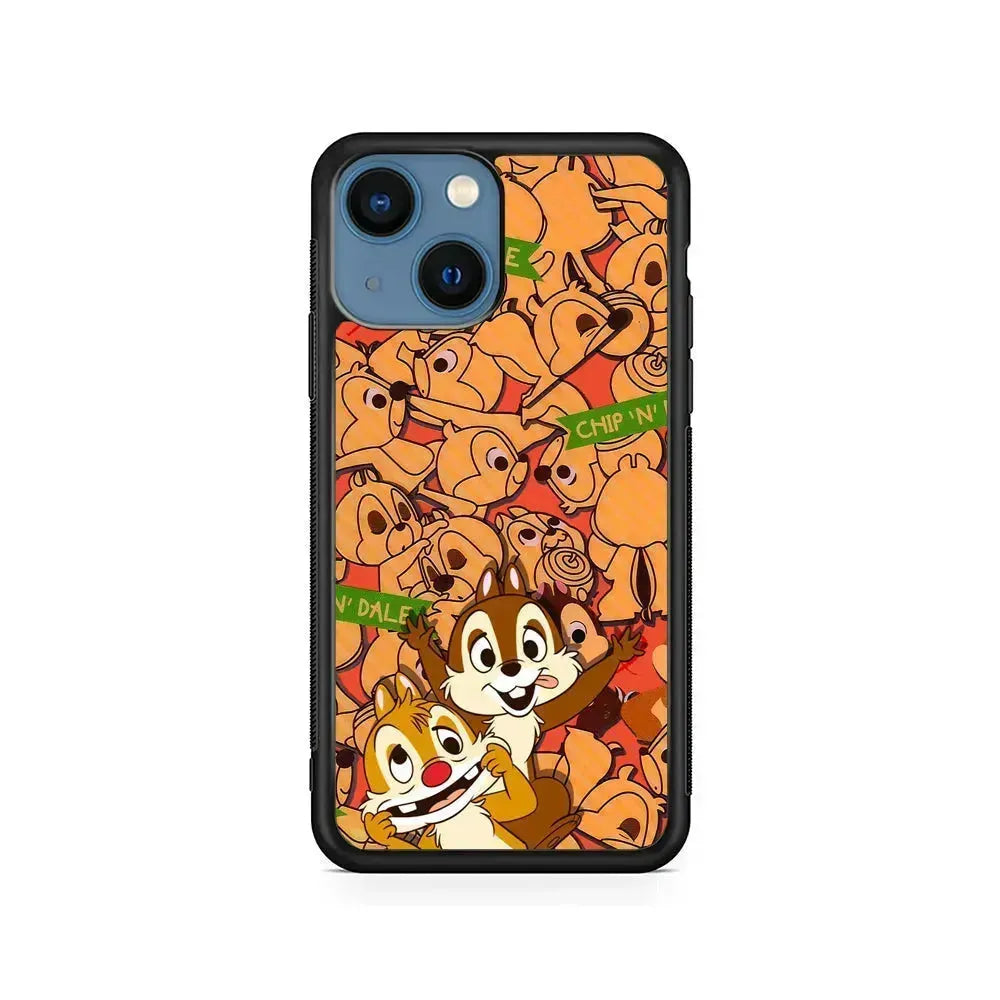 Chip N Dale Face of The Day iPhone 13 Mini Case-Rubber / Black (2D Case)-Xtracase