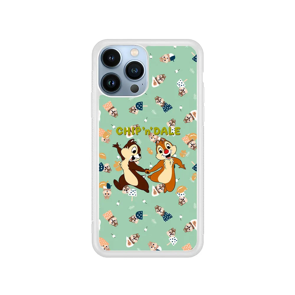 Chip N Dale Walk Happily iPhone 13 Pro Case-Rubber / White (2D Case)-Xtracase