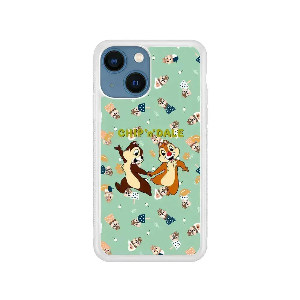 Chip N Dale Walk Happily iPhone 13 Mini Case-Rubber / White (2D Case)-Xtracase