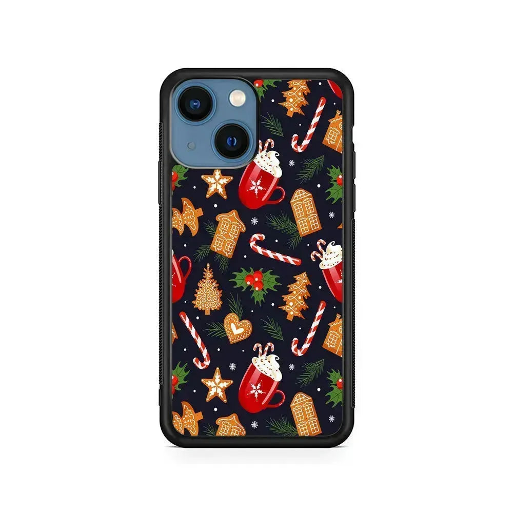 Christmas Ornaments Aesthetic iPhone 13 Mini Case-Rubber / Black (2D Case)-Xtracase