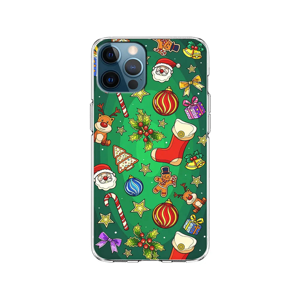 Christmas Ornaments Pattern Green iPhone 13 Pro Case-Clear Soft Case-Xtracase