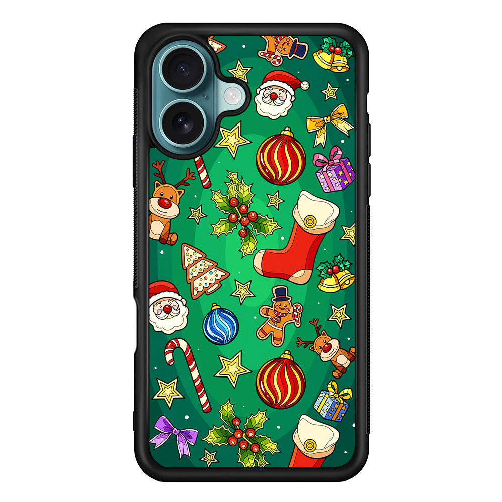 Christmas Ornaments Pattern Green iPhone 16 Case - Xtracase
