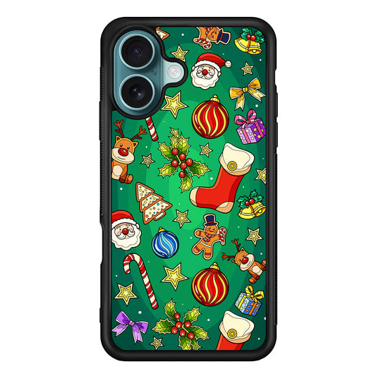 Christmas Ornaments Pattern Green iPhone 16 Plus Case - Xtracase