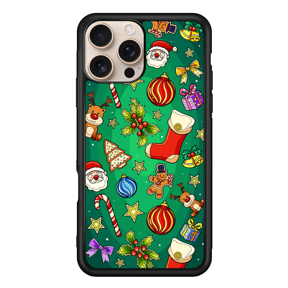 Christmas Ornaments Pattern Green iPhone 16 Pro Case - iPhone 16 Pro