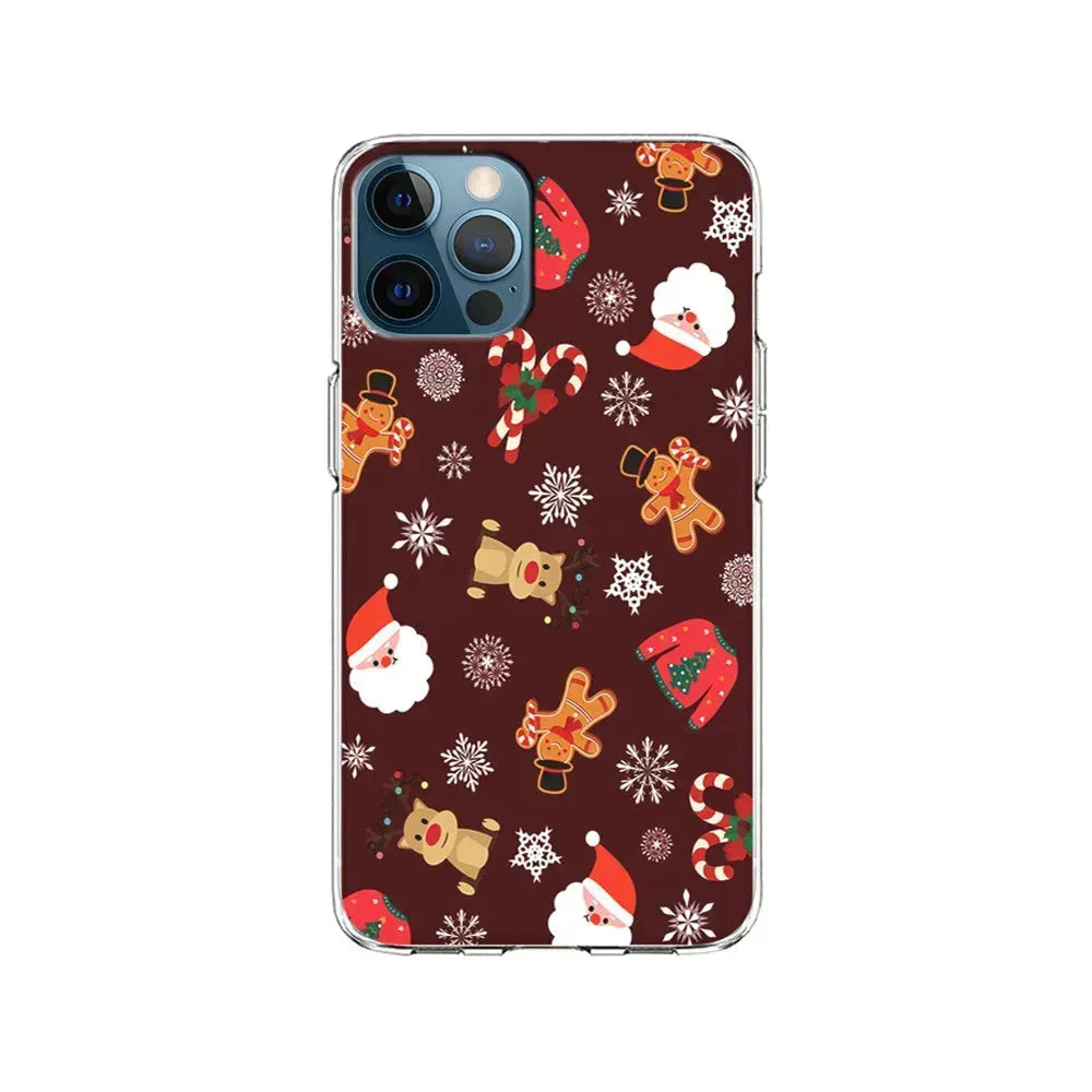 Christmas Ornaments Pattern Maroon iPhone 15 Pro Max Case-Clear Soft Case-Xtracase
