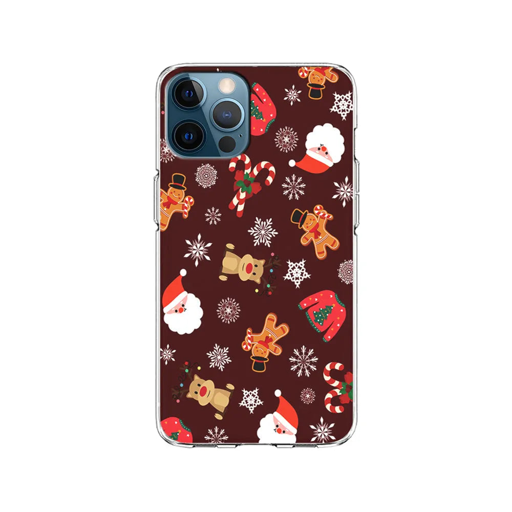Christmas Ornaments Pattern Maroon iPhone 13 Pro Case-Clear Soft Case-Xtracase