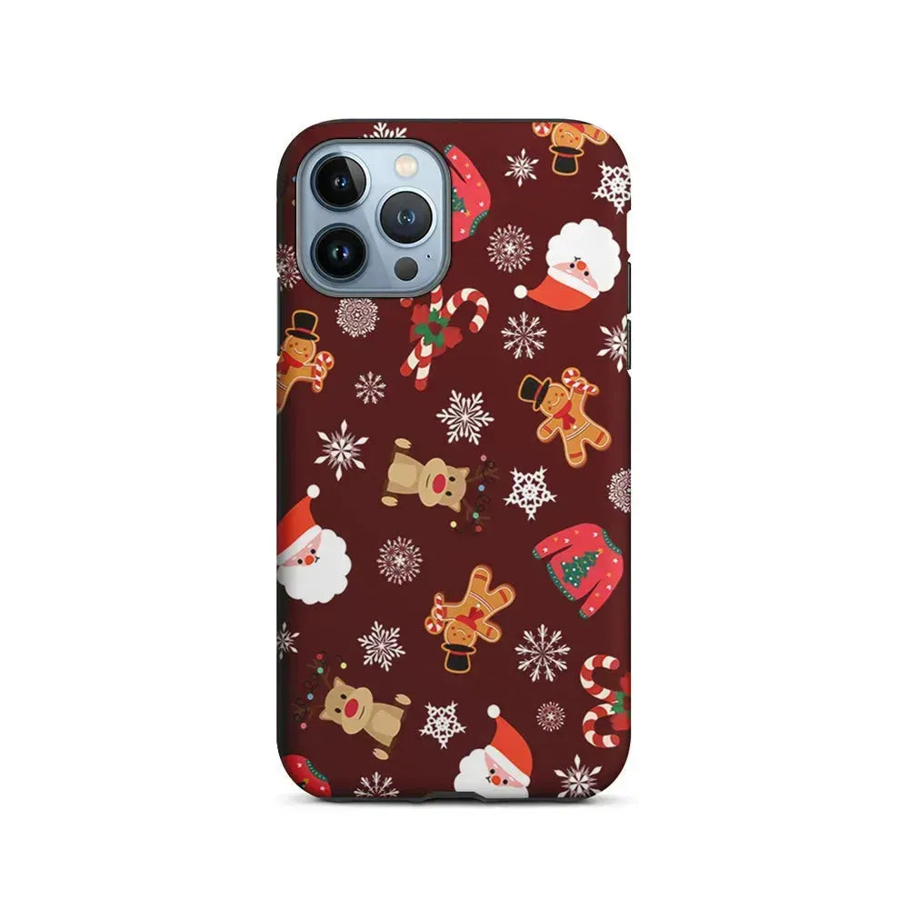 Christmas Ornaments Pattern Maroon iPhone 15 Pro Max Case-2 in 1 Tough Case-Xtracase